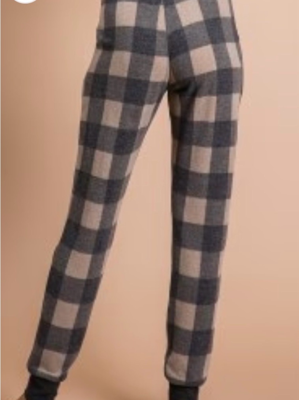 7th Ray Plaid Joggers in black and Cream
